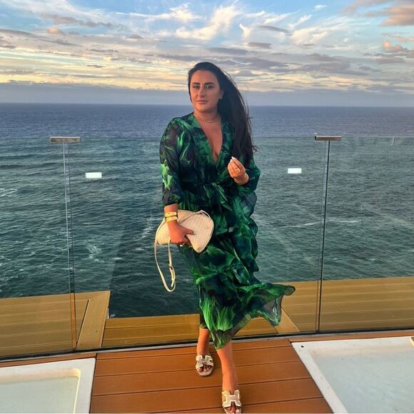 Silk green maxi dress